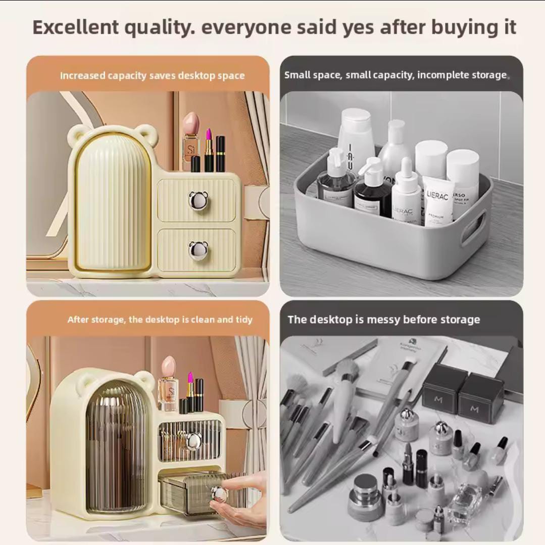 Elegant Plastic Vanity Organizer – For Cosmetics, Jewelry & Toiletrie
