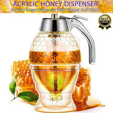200ML Transparent Glass Honey Juice Syrup Dispenser Pot Jar