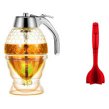 200ML Transparent Glass Honey Juice Syrup Dispenser Pot Jar