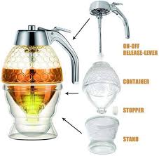200ML Transparent Glass Honey Juice Syrup Dispenser Pot Jar